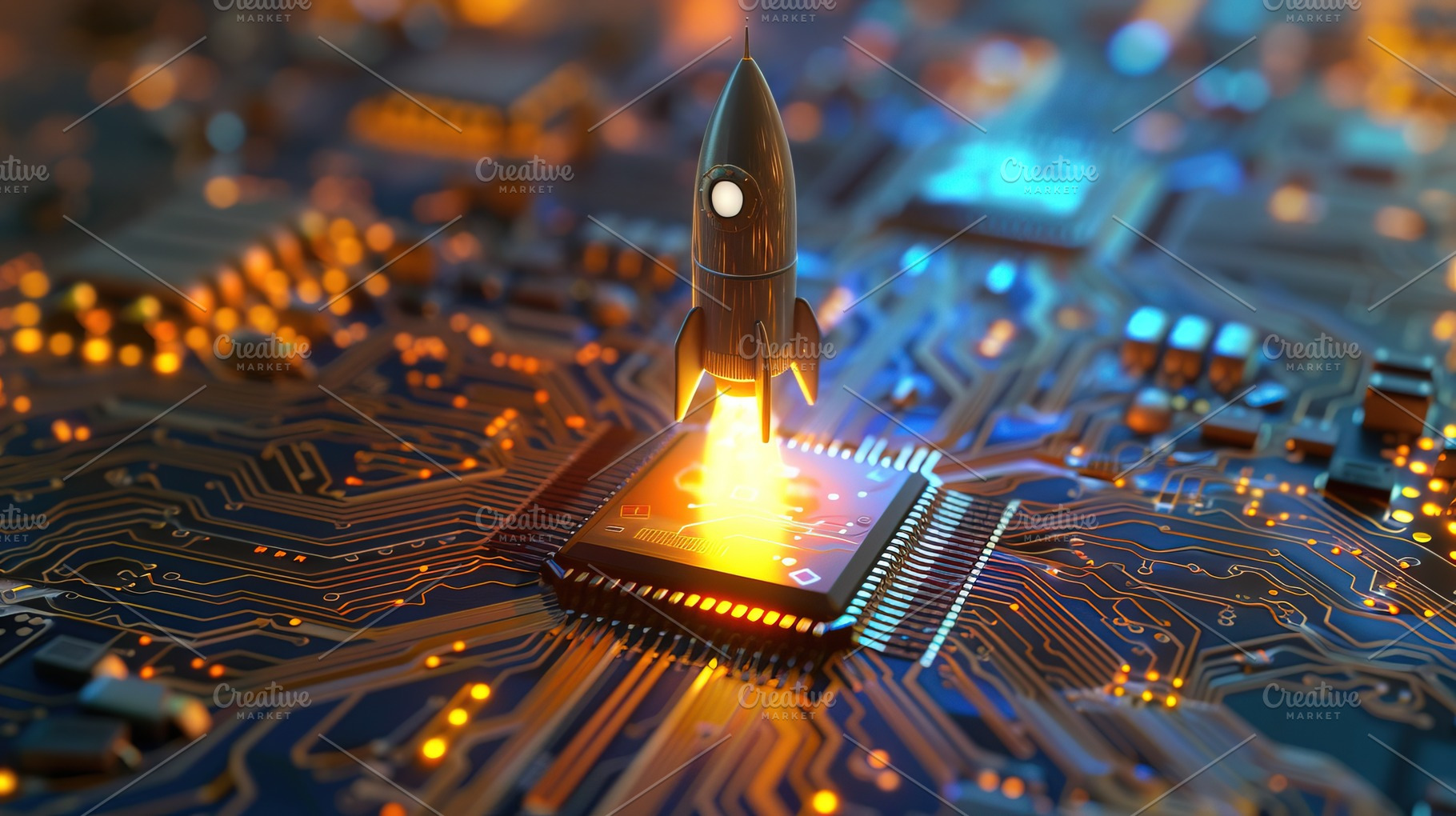 Rocket Launch on Microchip, a Technology Photo by Ales Munt