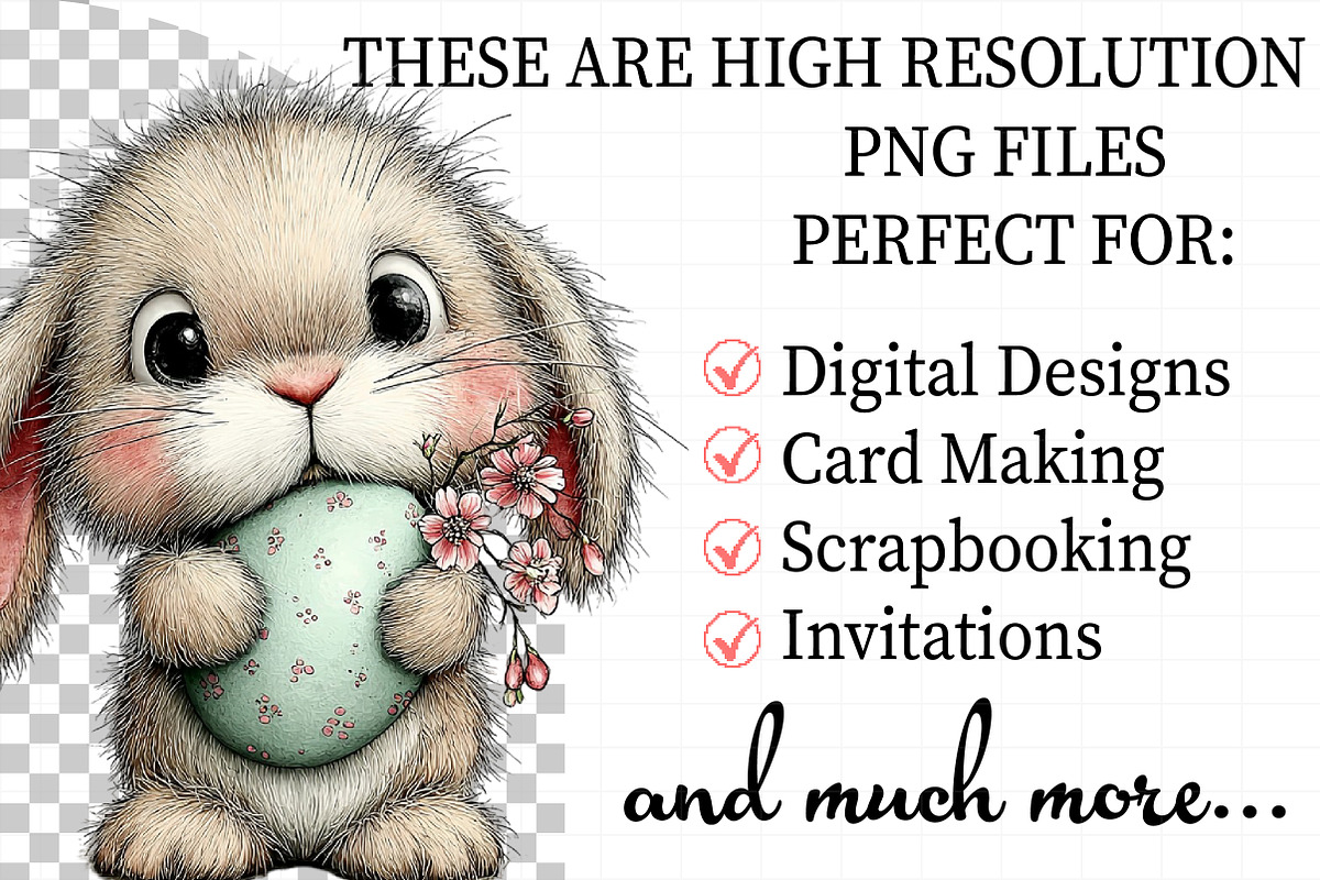 Whimsical Funny Easter Bunny Clipart, an Illustration by Daily.Designs (Photo 2 of 7)