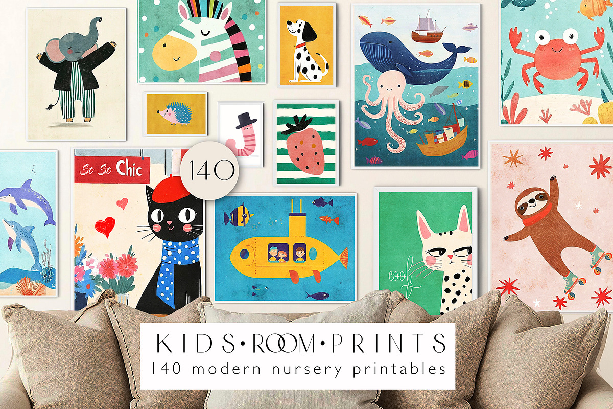 Nursery Art Prints Bundle - 140+, a Background Graphic by Artemsky (Photo 1 of 10)