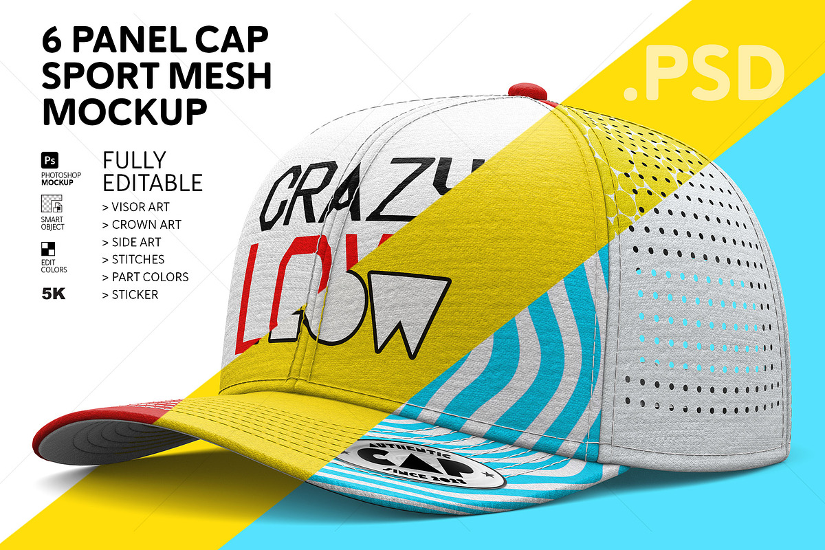 6-Panel Sports Cap Mockup PSD, a Hat Mockup by LESZ Design (Photo 1 of 4)