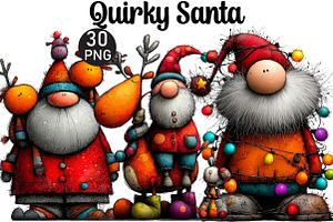 Quirky Santa Clipart, an Illustration by Black Bird Studio