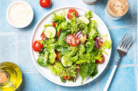 Green vegetable salad with fresh, a Food & Drink Photo by Nadia-nb