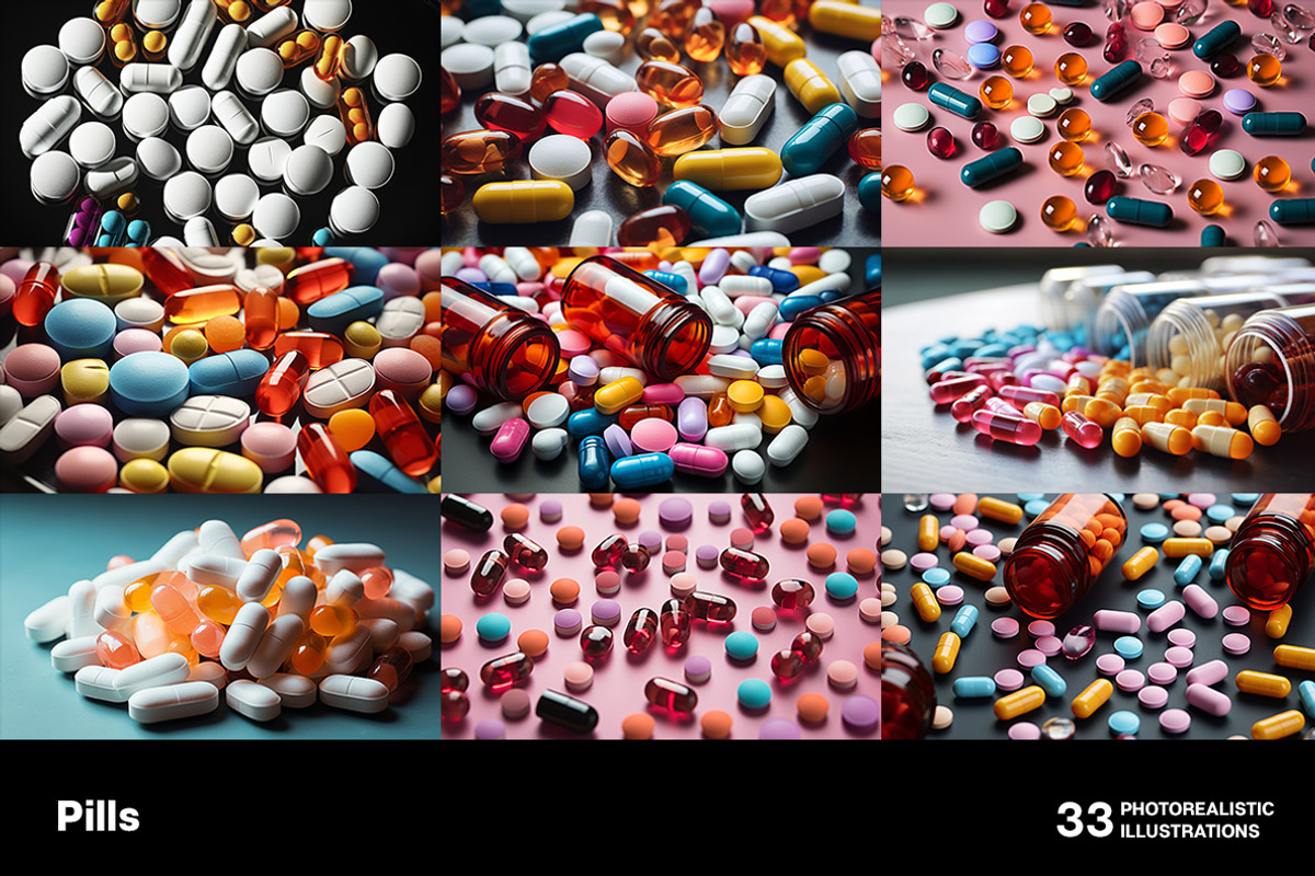 Pills. 33 images, a Healthcare Illustration by Handmadefont (Photo 7 of 10)