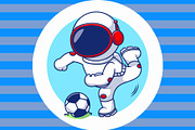 Cute Astronaut Playing Soccer Ball, a Sport Illustration by Artstorystudio (Thumbnail 2 of 3)