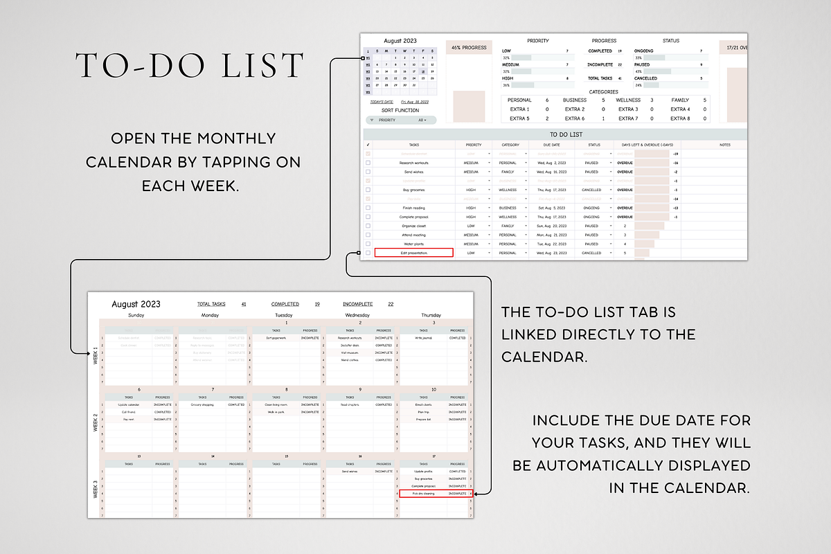 Digital Task Tracker & Calendar, a Templates & Theme by BRANDcontent