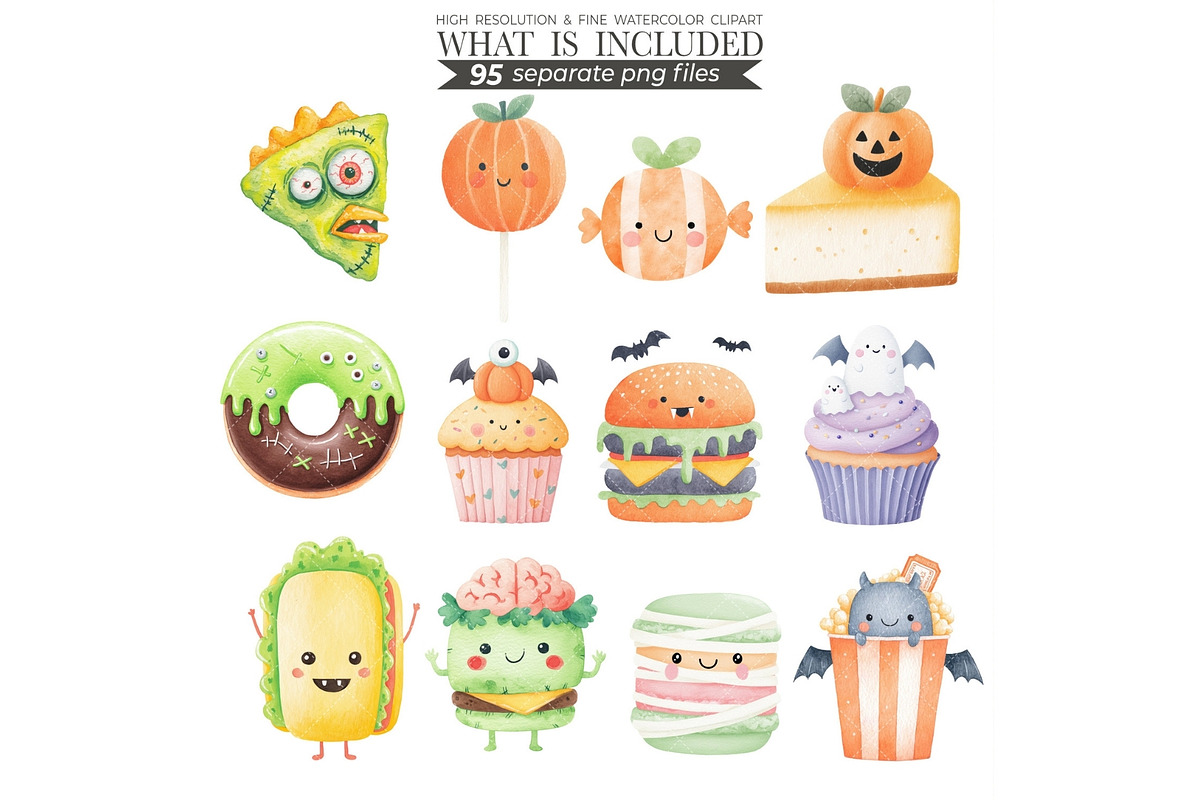 Watercolor Halloween Treats Clipart, an Illustration by CharmClipart (Photo 8 of 10)