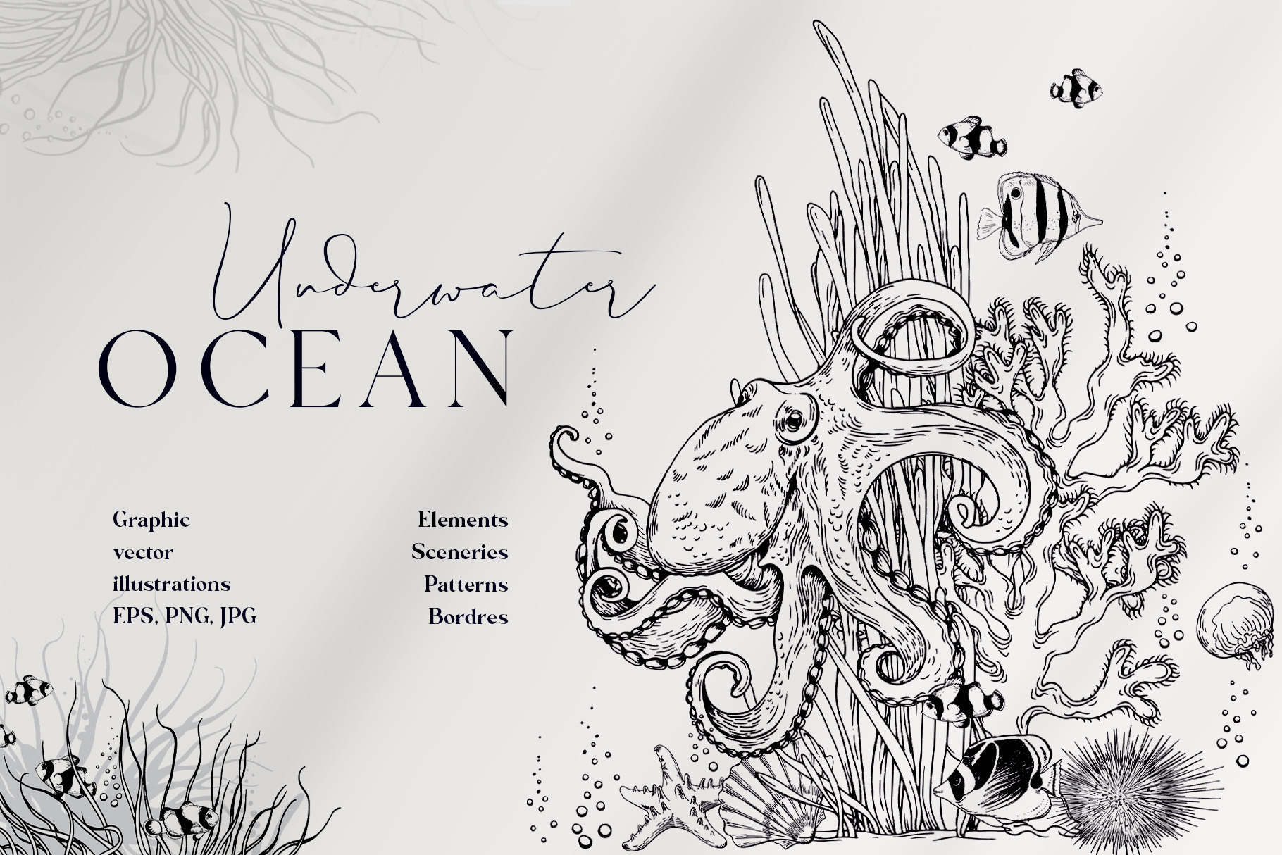 OCEAN vector illustration, an Illustration by Jeanna Draw