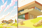 Beautiful Modern Villa, an Illustration by LEKS illustrations (Thumbnail 1 of 3)