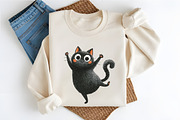 Whimsical Black Funny Cat Clipart, a Seasonal Illustration by RobertsArt (Thumbnail 6 of 7)