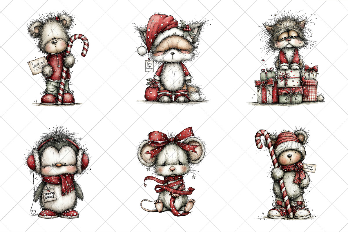 Whimsical Grumpy Christmas Animals, an Illustration by SinaCreation (Photo 3 of 7)