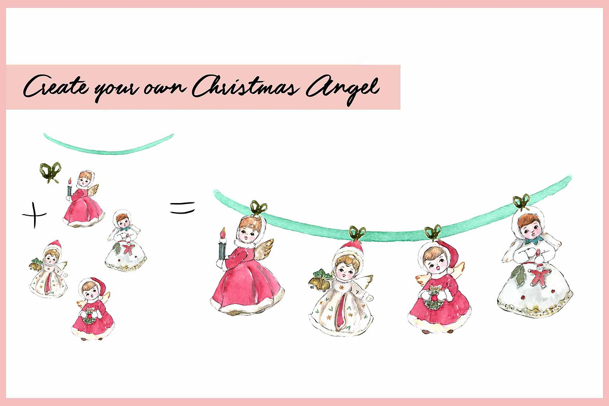 Christmas Angels & Dogs Clipart, an Illustration by VianneArt (Photo 3 of 7)