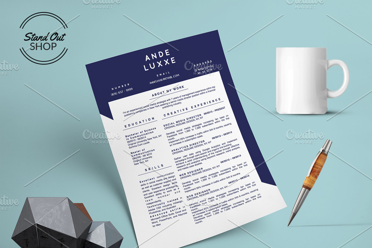 Ande Luxxe Resume MS Word Apple Page, a Resume Template by Stand Out Shop (Photo 1 of 6)