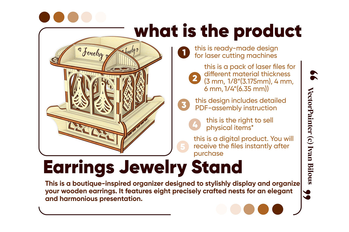 Laser Cut Earrings Jewelry Stand, an Object Graphic by VectorPainter (Photo 10 of 14)
