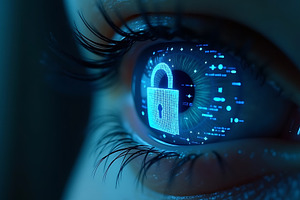 Cyber security concept: eye with dig, a Technology Photo by Artonix