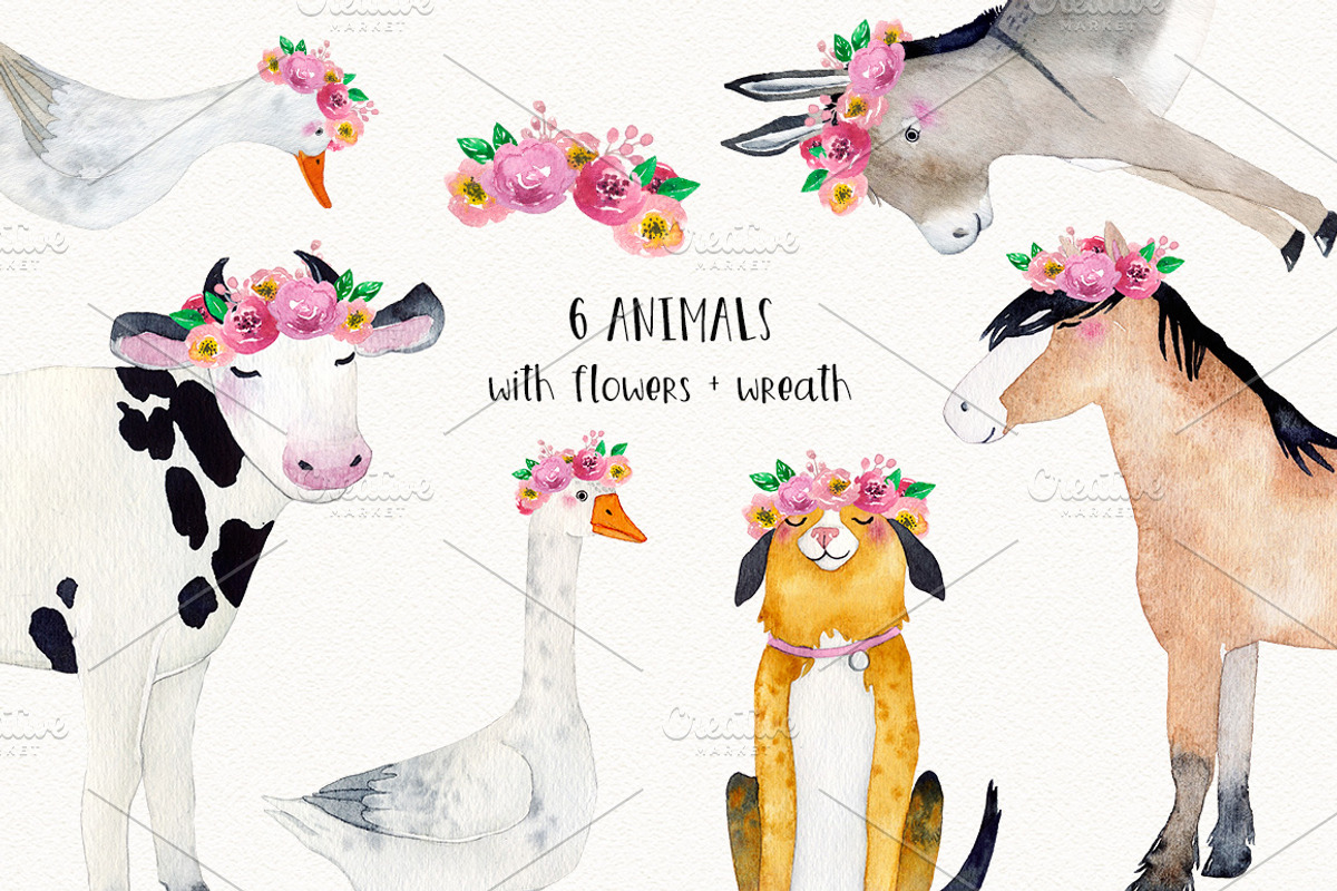 FARM ANIMALS watercolor set PART 2, an Animal Illustration by Natali Smolova (Photo 6 of 7)