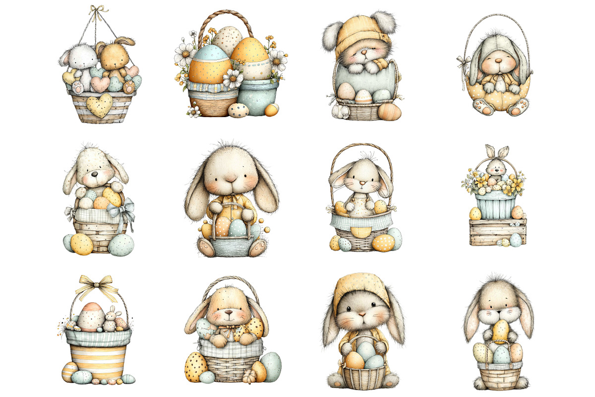 Easter Basket Clipart Set, a Graphic by CitraGraphics (Photo 3 of 5)