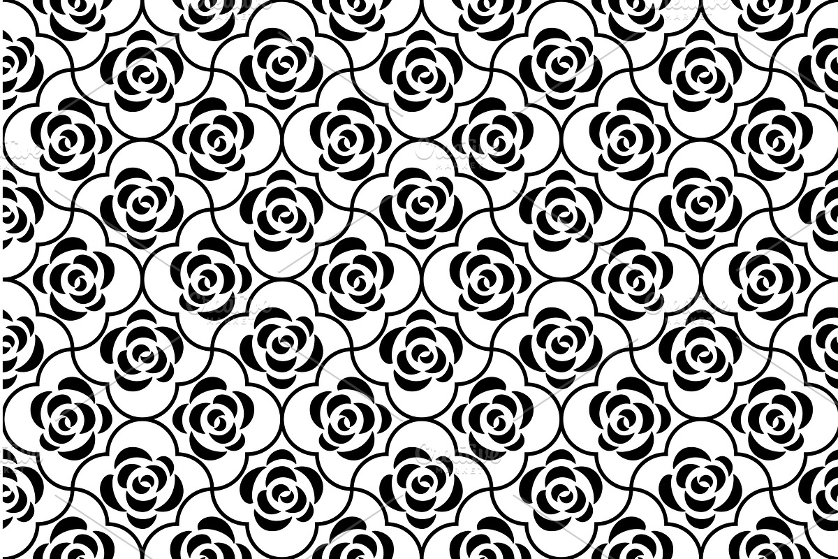 Flower geometric pattern with roses, a Pattern Graphic by RODINA (Photo 1 of 3)