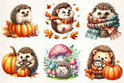 Autumn Cute Hedgehog Sublimation Cli, an Illustration by DreamCafeArt (Thumbnail 3 of 9)