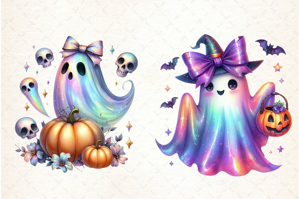 Halloween Iridescent Ghost Bundle Pn, an Illustration by Libby Wishes (Photo 4 of 4)
