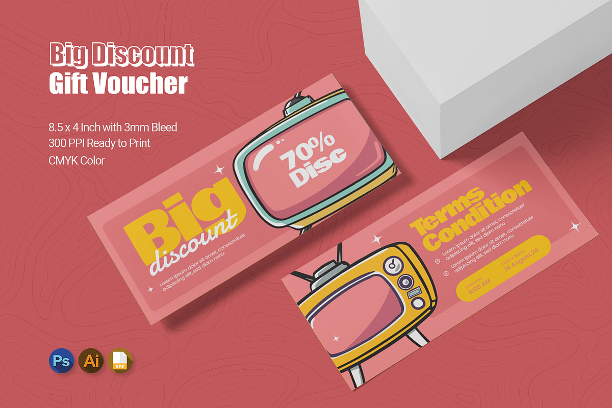 Big Discount Gift Voucher, a Print Template by Esensifiksi.studio (Photo 1 of 2)
