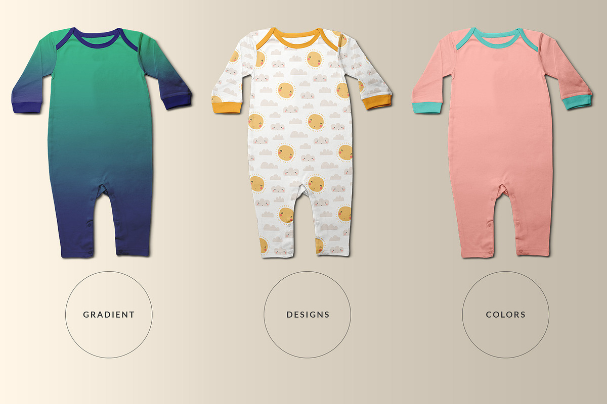 Kids Quarter Sleeve Romper Mockup, a Product Mockup by Designertale (Photo 2 of 9)
