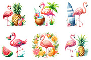 summer flamingo clipart, a Seasonal Illustration by DreamArtGraphic (Thumbnail 2 of 4)