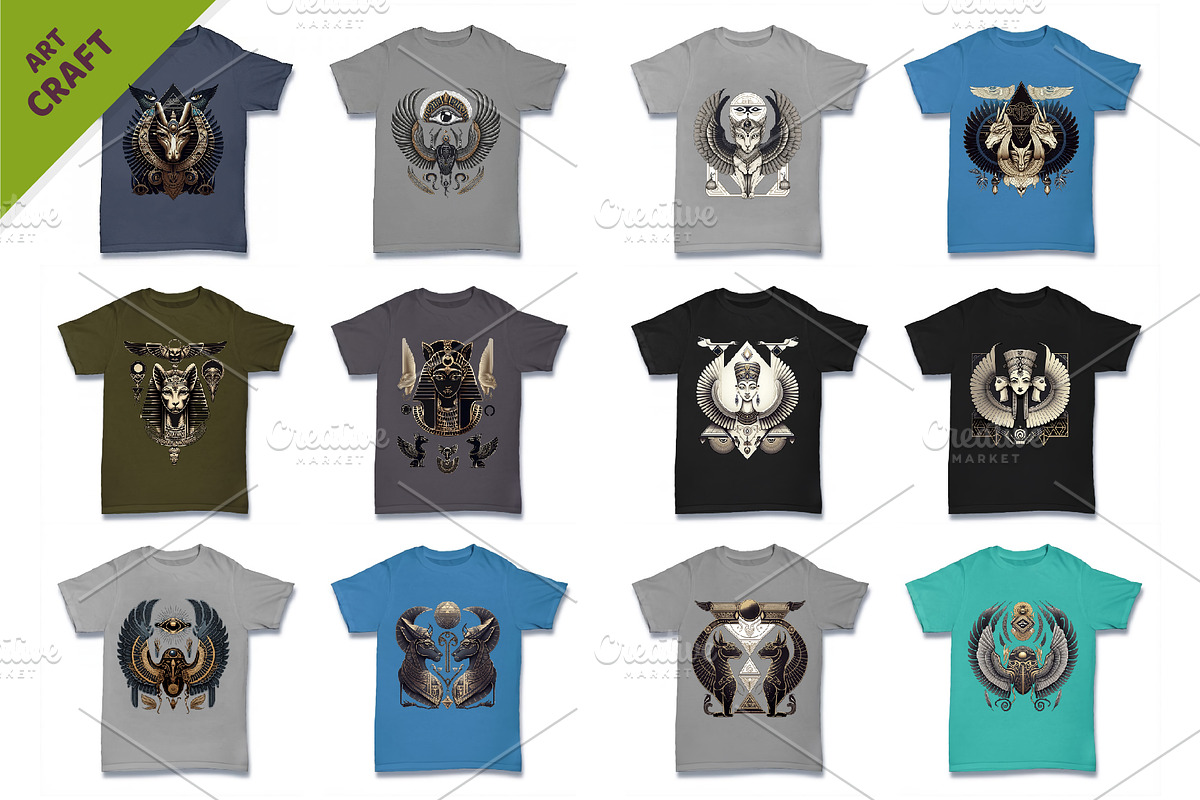 Bundle 27 T-Shirt-designs. Egyptian., a Pattern Graphic by KENO Mascots (Photo 2 of 4)