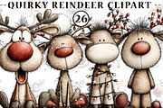 Quirky Reindeer Clip Art, an Illustration by CreationArt (Thumbnail 1 of 5)