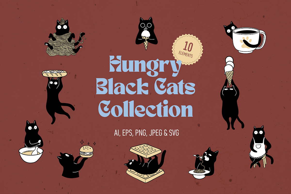 Hungry Black Cats Collection, an Illustration by helenreveur (Photo 1 of 5)