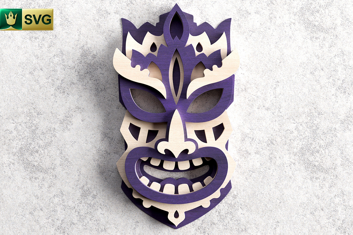 Tribal Mask V6 3D Layered | SVG Cut, an Object Graphic by pixaroma (Photo 7 of 10)