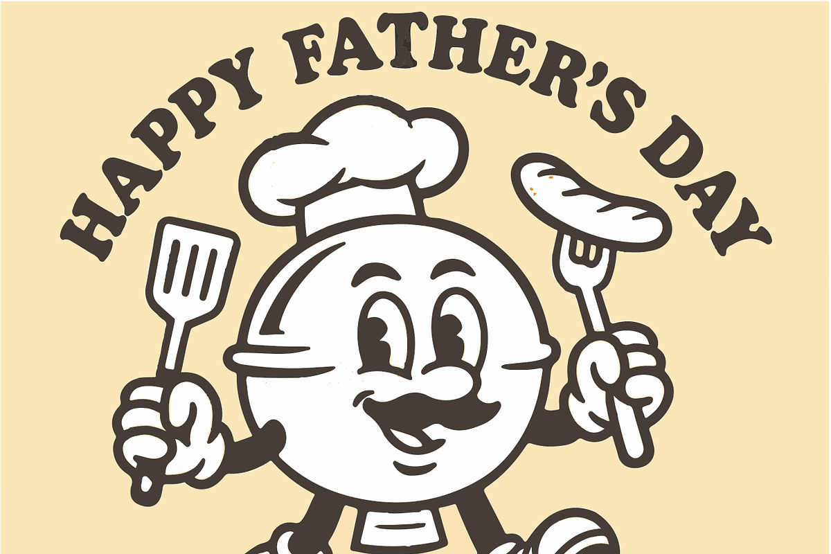 Father’s Day Retro BBQ Character, a Seasonal Illustration by Dikdoots (Photo 3 of 3)