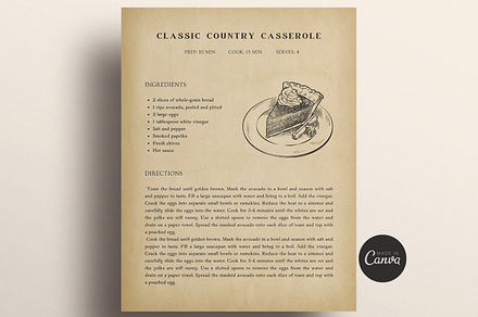 Vintage Recipe Template Canva