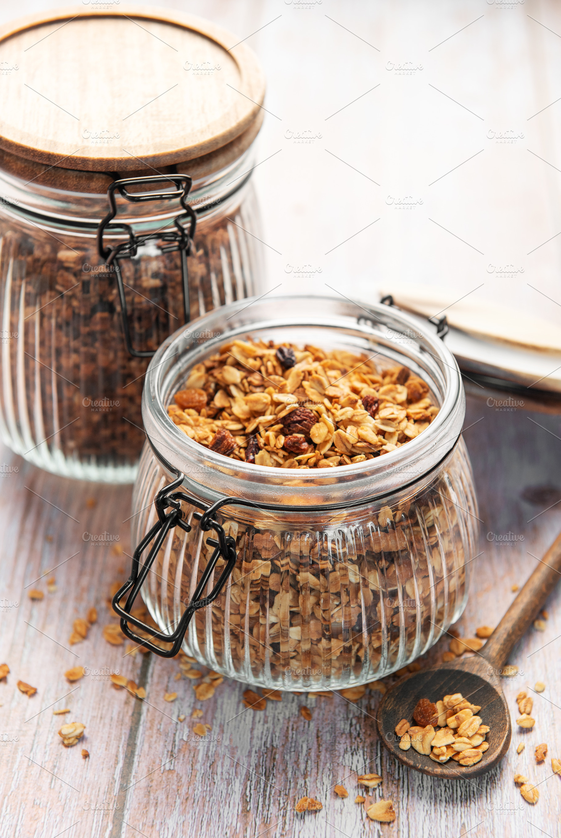 Homemade granola cereal with nuts and dried fruits, a Food & Drink Photo by Olena Rudo