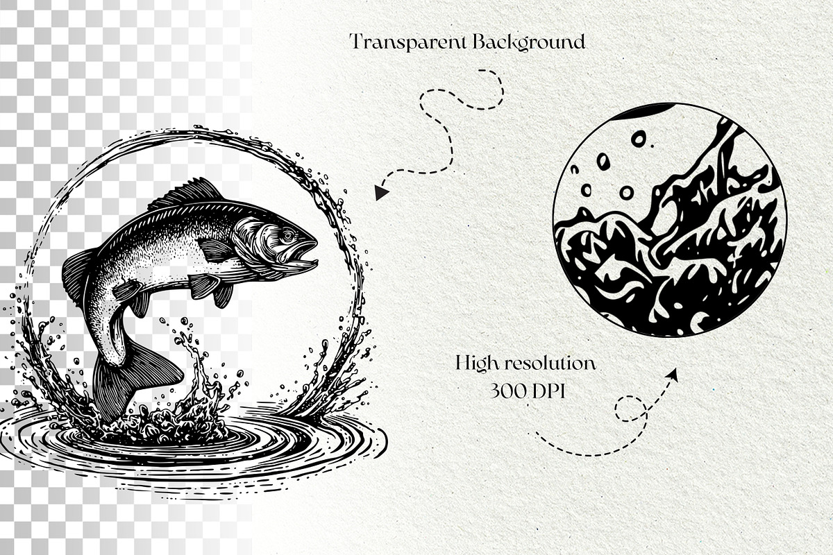 Splashing Fish Fishing Graphics, an Animal Illustration by DENIDigitalArtSudio (Photo 5 of 5)