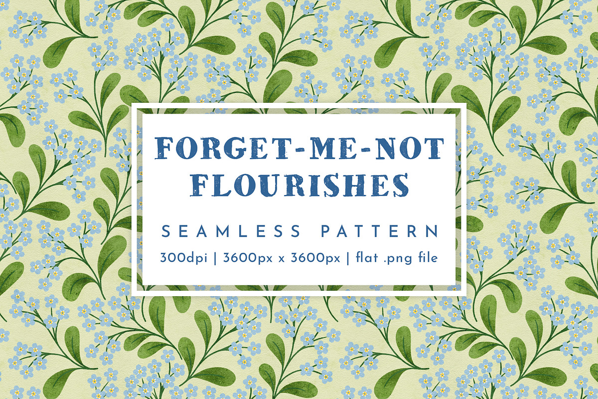 Forget-Me-Not Flourishes Pattern, a Pattern Graphic by Rebecca Flaherty (Photo 1 of 3)