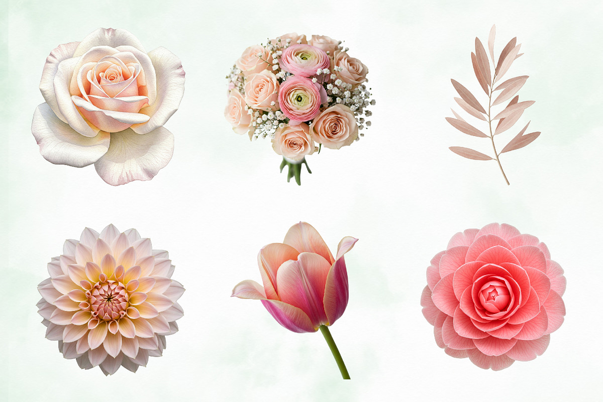 Blush Watercolor Floral Elements, an Illustration by Creative Art (Photo 4 of 9)