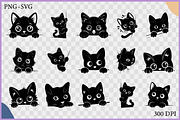 Black Cat Peeking Clipart SVG Bundle, an Animal Illustration by Gfx Expert Team (Thumbnail 2 of 18)