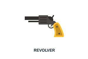 Revolver Flat Icon. Color Simple