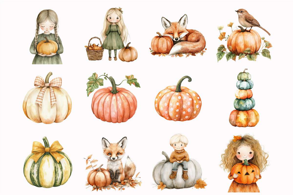 Cottagecore Pumpkin Clipart, an Illustration by Design Market (Photo 4 of 5)