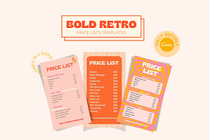 Bold Retro Price List Templates, a Stationery Template by Hell Yeah Designs
