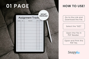 Printable Assignment Tracker Temp