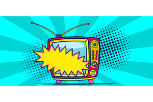 Comic retro tv on halftone and, an Object Illustration by Things for designers