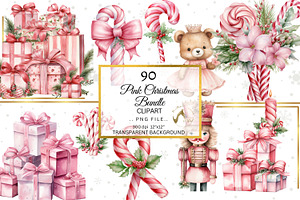 Watercolor Baby Pink Christmas PNG