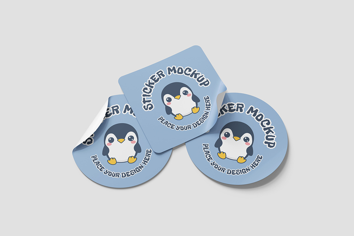 Realistic Sticker Mockup PSD, an Advertising Mockup by Indah (Photo 3 of 6)