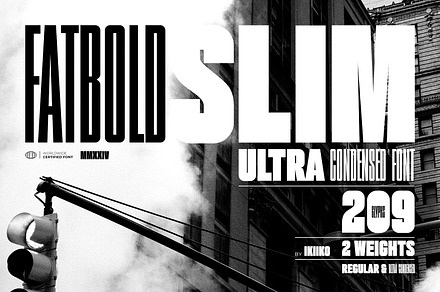 Fatbold Slim - Ultra Condensed Font, a Sans Serif Font by ikiiko