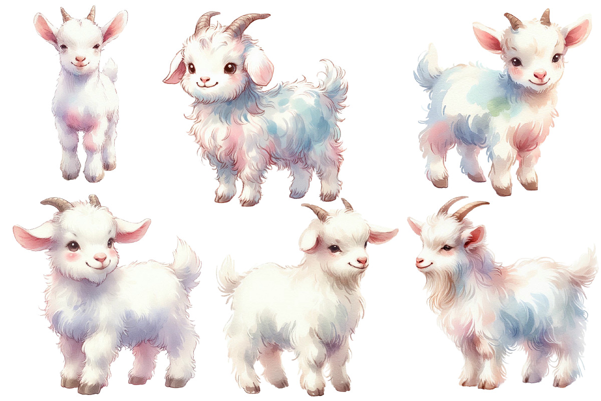 Watercolor Goat clipart, an Illustration by Designworld (Photo 4 of 6)