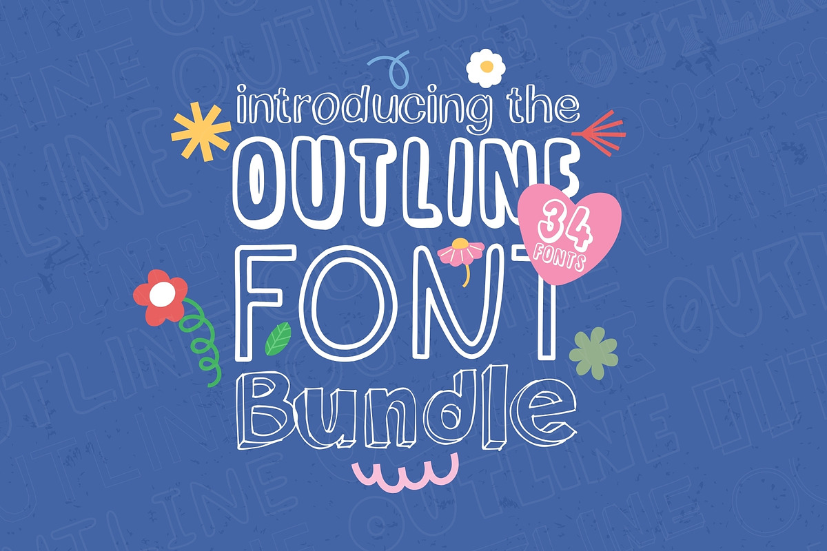Outline Font Bundle - 34 Fonts!, a Sans Serif Font by HipFonts (Photo 1 of 17)