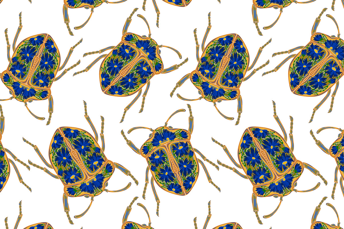 Cornflower Beetle Seamless Vector, a Pattern Graphic by NayaChu (Photo 2 of 9)