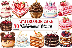 Watercolor Cake Clipart PNG, an Illustration by Watercolor design