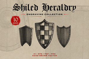Vintage Shield Heraldry Engraving